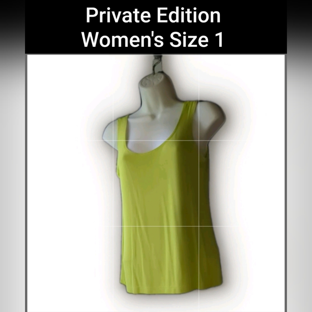 Private Edition Women’s Sleeveless Lemon Lime  Stretchy Tank Top Size 1 Ribbed